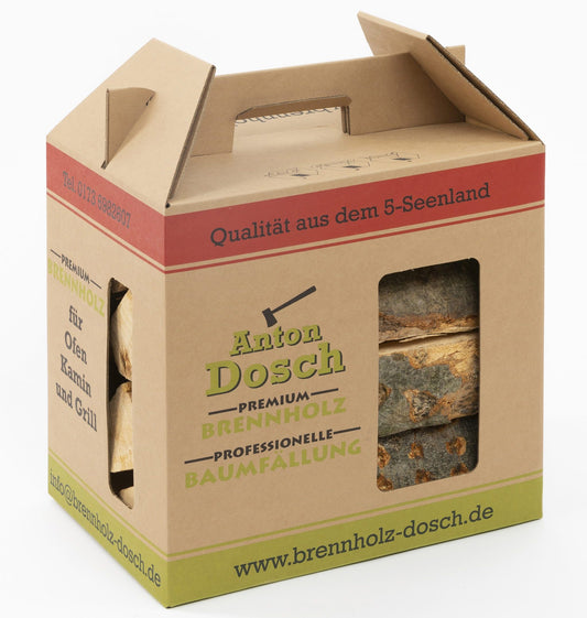 Brennholz im Karton