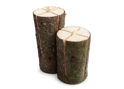 Natürliche Baumstammfackeln aus Holz für stimmungsvolles Feuer im Garten, auf der Terrasse oder an der Feuerstelle