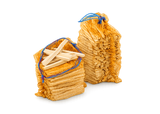 5 kg trockenes Anfeuerholz im Netzsack für schnelles und einfaches Anzünden von Kamin und Ofen